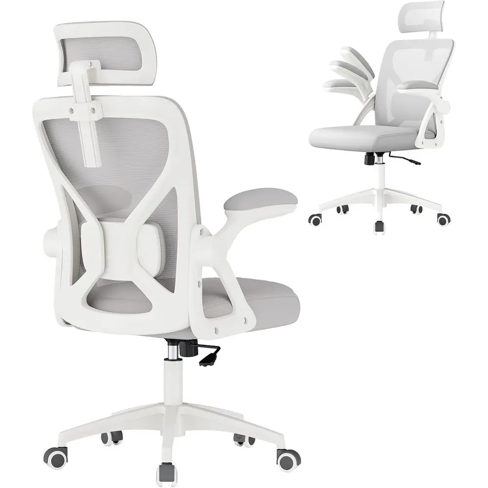 

Ergonomic Mesh Oice Chair with Adjustable Lumbar Support and rest, 90-105° unction, Wide Seat, lip‑Up Armrests, Computer Desk Ch