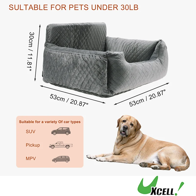 UXCELL Stylish Dog Travel Car Seat Casual Silod Dog Beds Mats Booster for Small Medium Dogs Safe Comfortable with Seat Belt