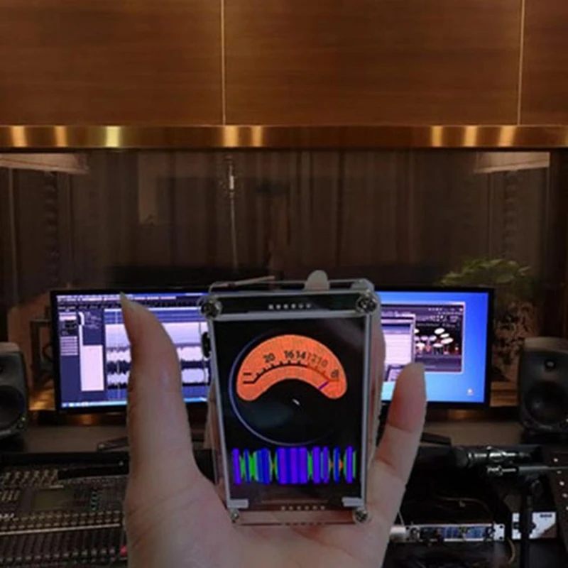 Reloj espectro de música VU medidor pantalla analógica de 2,4 pulgadas Control de voz analizador de ritmo Digital