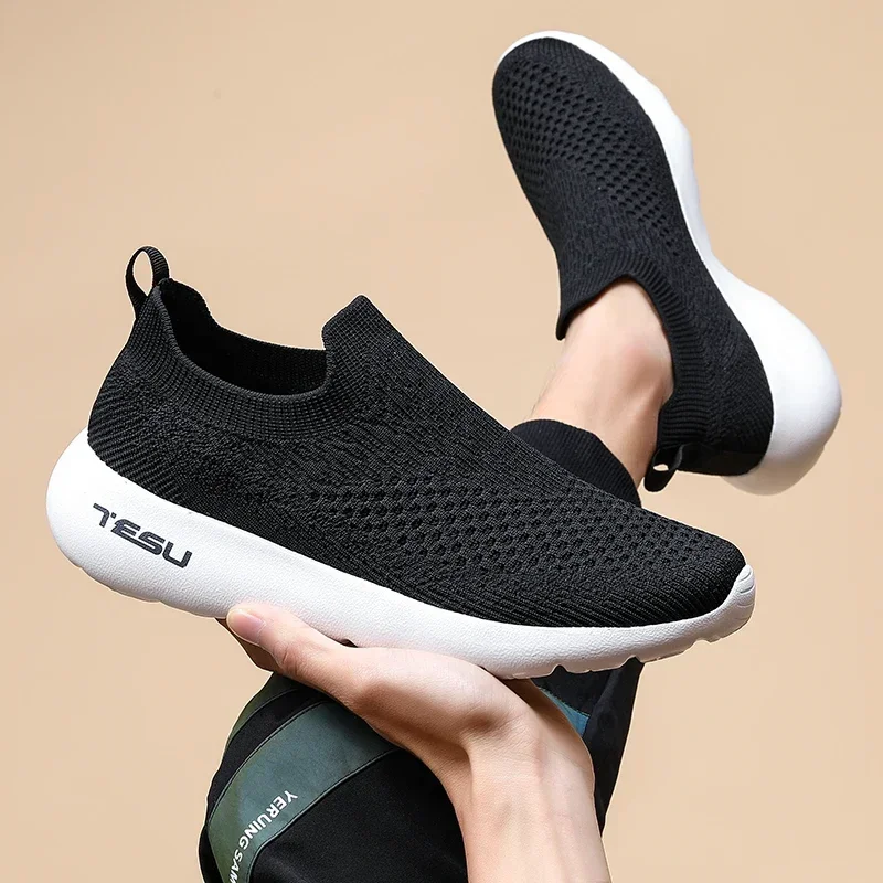 Men's summer popular couple 35-46 non-slip fly woven breathable casual sports shoes thick sole slip-on shoes factory direct sale