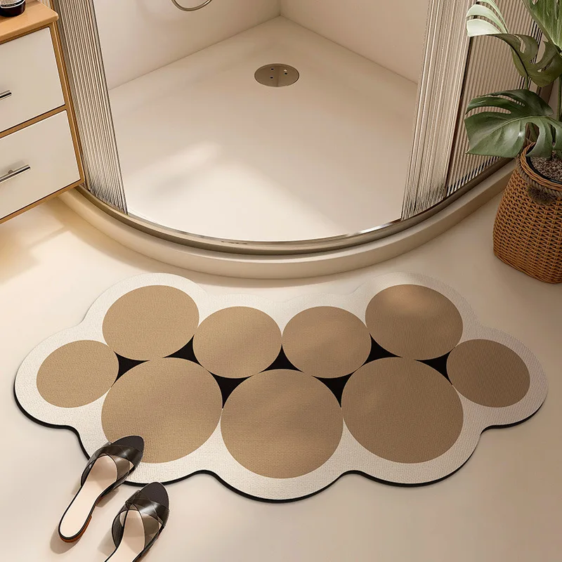 Fan Shape Toilet Bathroom Rug Shower Mat Anti-slip Diatom Mud Mat Entrance Carpet Anti-slip Curved Floor Mat