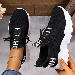 Scarpe sportive da donna scarpe singole con suola morbida casual traspiranti scarpe da corsa in rete volante autunnale