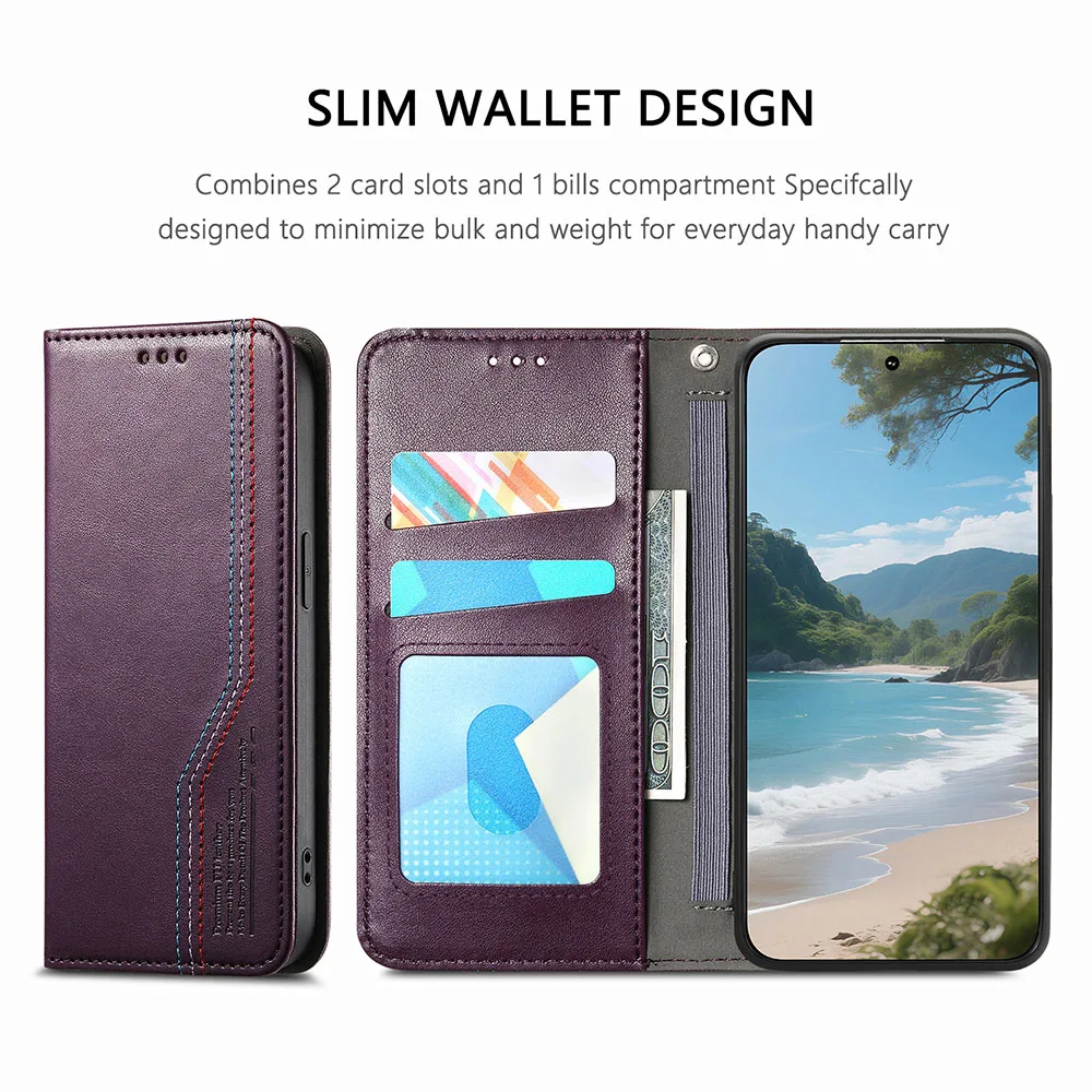 Luxury Leather Wallet Case For Samsung Galaxy S26 Pro S25 Edge S24 Ultra S23 Plus S22 A21S A51 A71 A22 Elastic Band Phone Cover