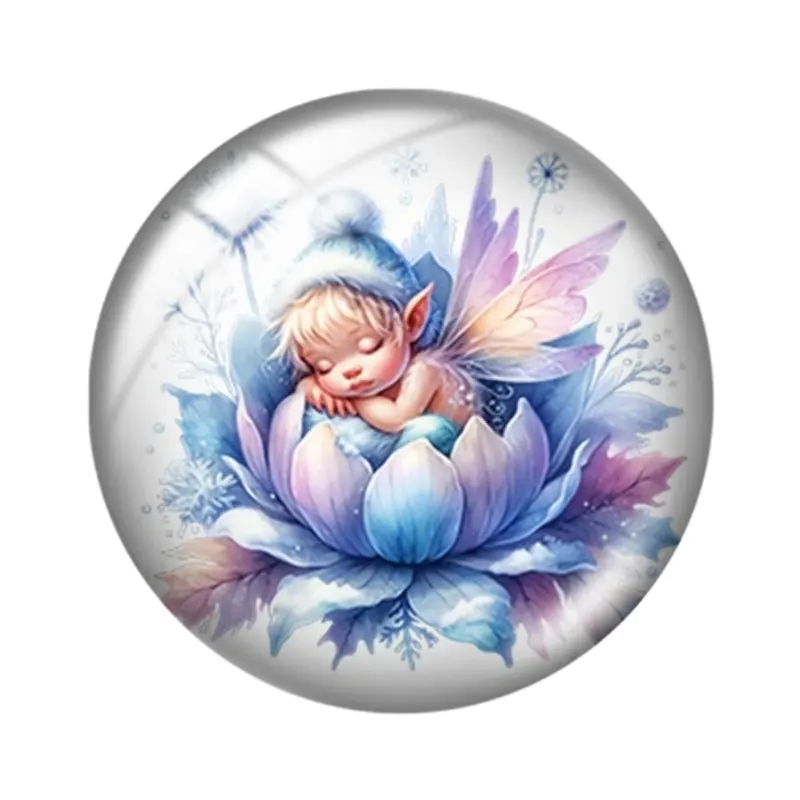 Christmas Sleeping Fairy 12/18/20/25mm glass cabochon  bracelet pendant rings for jewelry demo earrings back Making findings