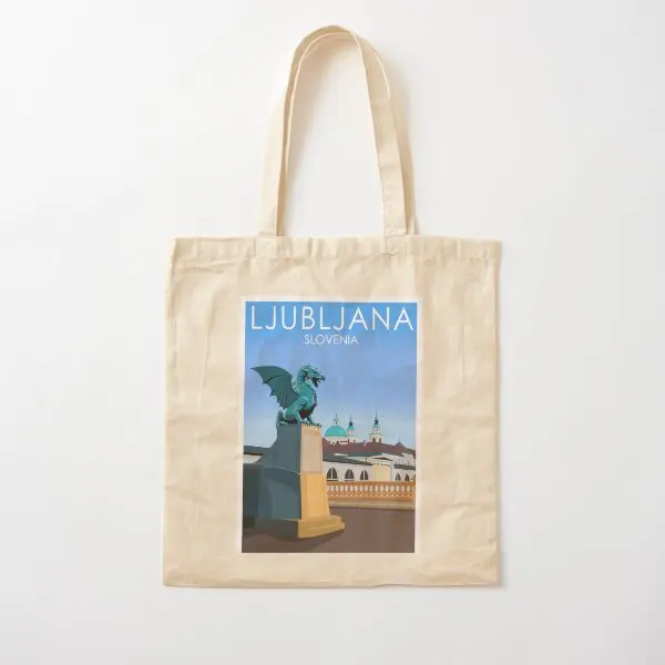 Liubliana-Bolso de lona de algodón para mujer, bolsa de mano con estampado a la moda, bolso de hombro para Shopper, informal, Unisex, de tela reutilizable