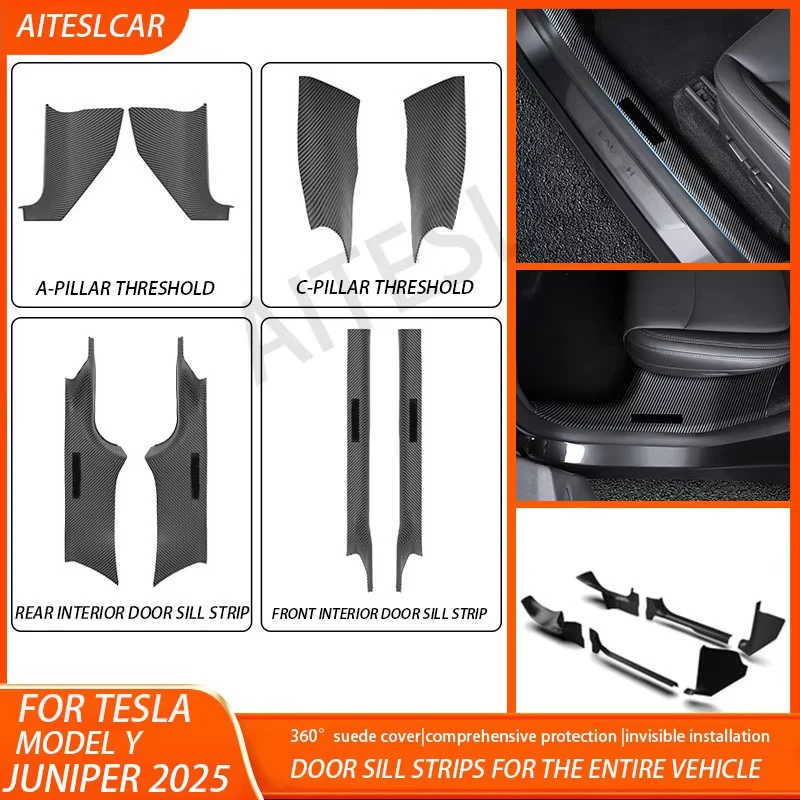 

Front Rear Door Sill Guards For Tesla Model Y Juniper 2025 Panel Protector Cover Anti-Kick Mats Anti Dirty Pedal Pad Accessories