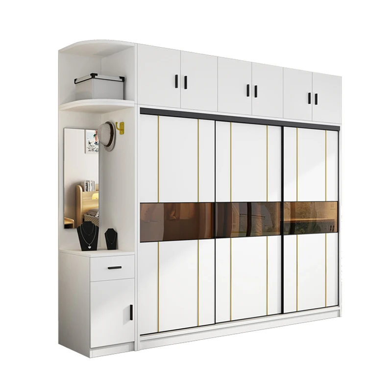 

Wardrobe Storage Cabinet Closet Bedroom Furniture Glass Sliding Door Wardrobe