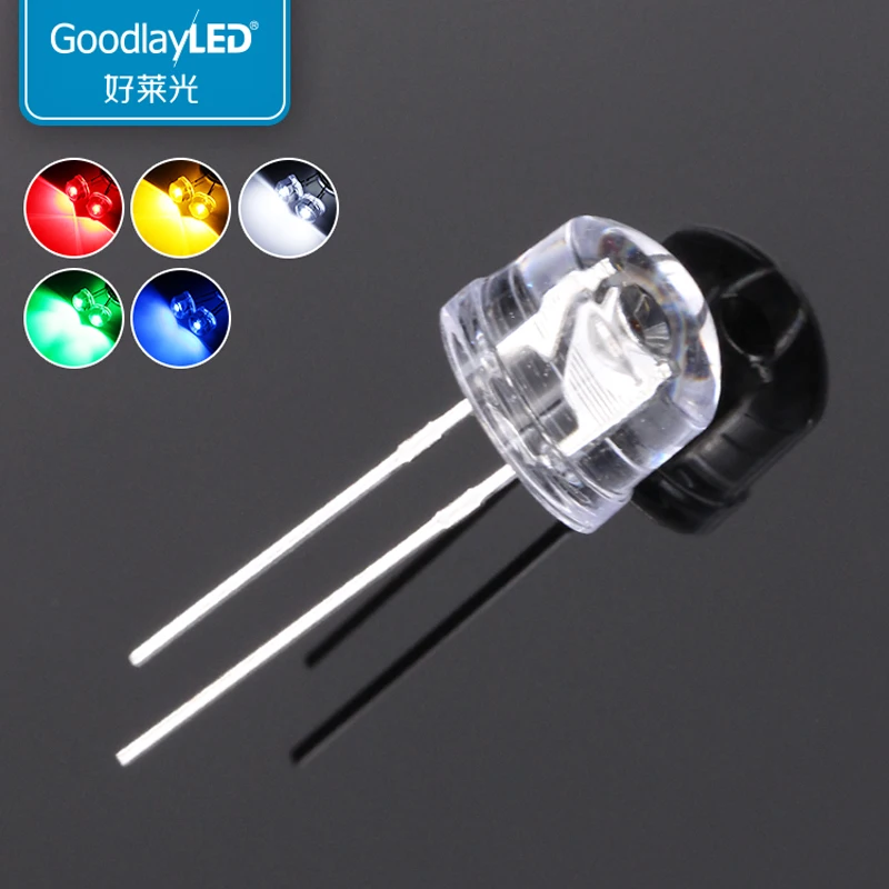 

1000 шт. 8-мм светодиодов-колбочек высокой яркости с короткими выводами, белые, красные, синие, зеленые, желтые, прямые, для вставки