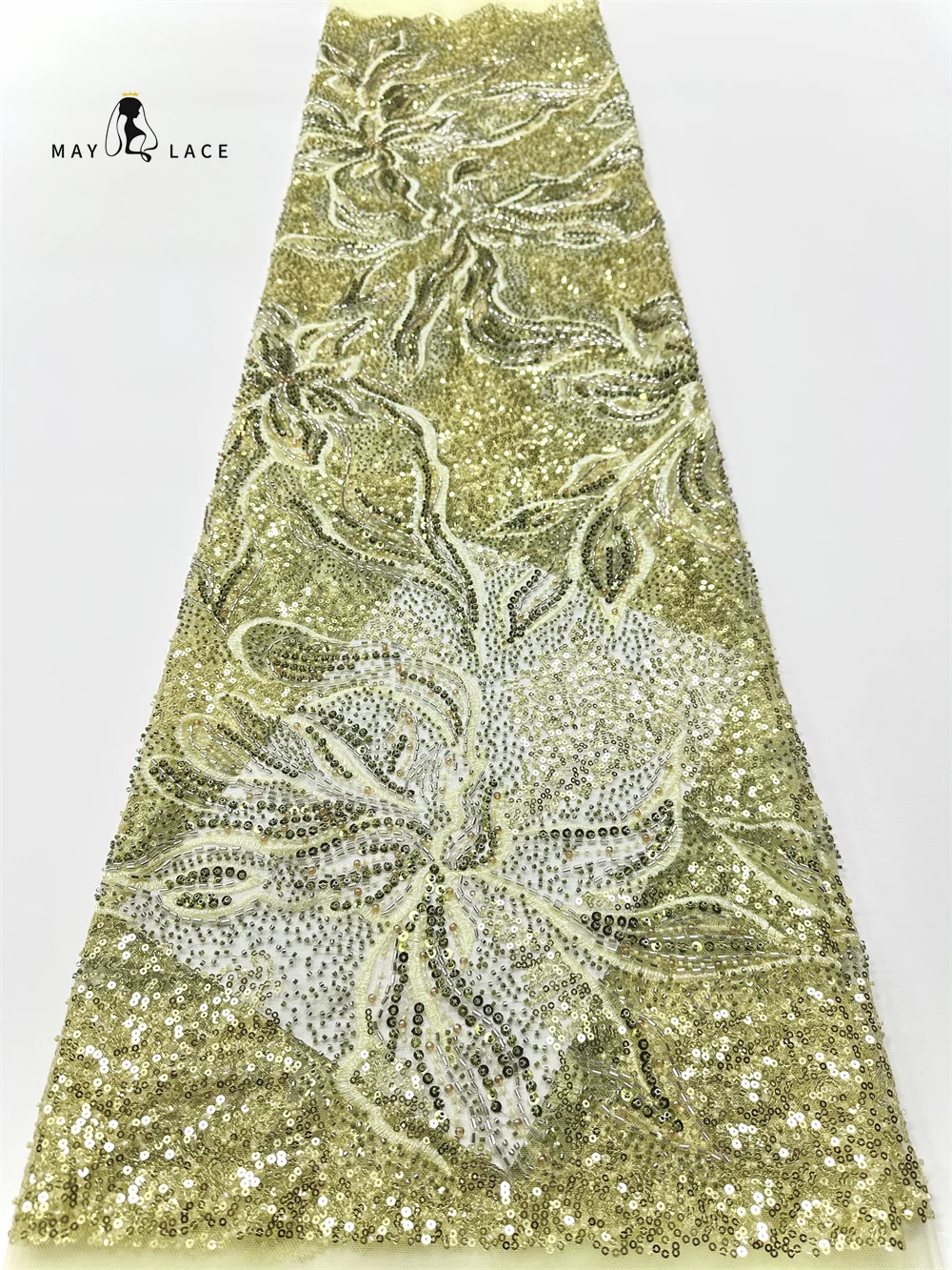 

Green Luxury Sequence African Lace Fabrics 2025 Latest High Quality French Tulle Lace Embroidery With Beads For Party Dresses