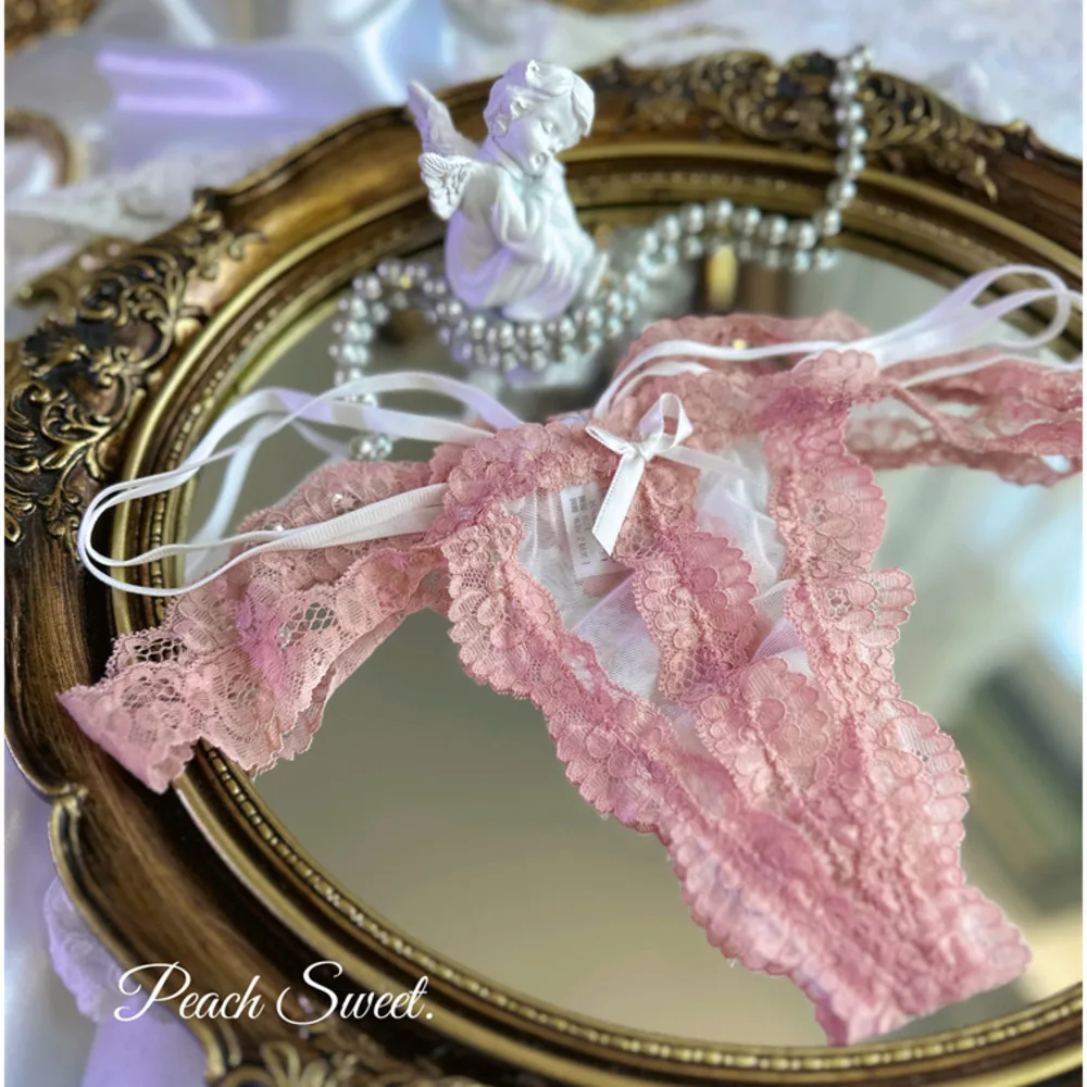 SP&CITY Sexy Panties Lace Belt Women\'s Underpants Hollow out Transparent Underwear Sex Hot Seamless Thong Bow Low Waist T Pants