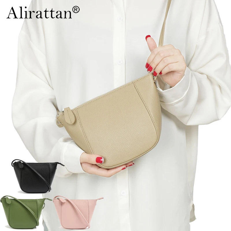 Alirattan Single Shoulder Crossbody Bag for Women Versatile Leather Bag for Women Fashionable Phone Bag 2025 New Shell Bag