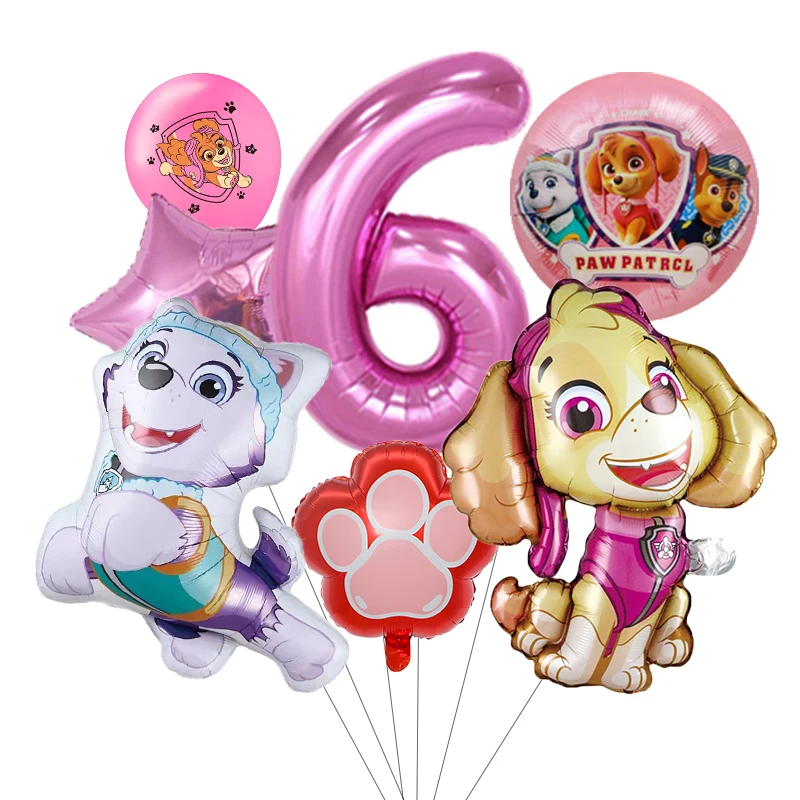 7 stücke Cartoon PAW Patrol Geburtstag Dekoration Aluminium Film Digital Ballon Set Hund Chase Kinder Party Liefert Spielzeug