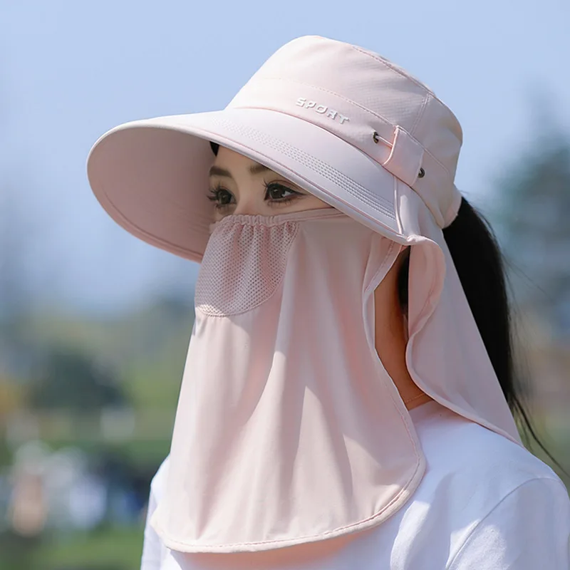 

Sun hat women's sun protection mask hat integrated neck protection cycling blow can not turn over sun hat dry farm work