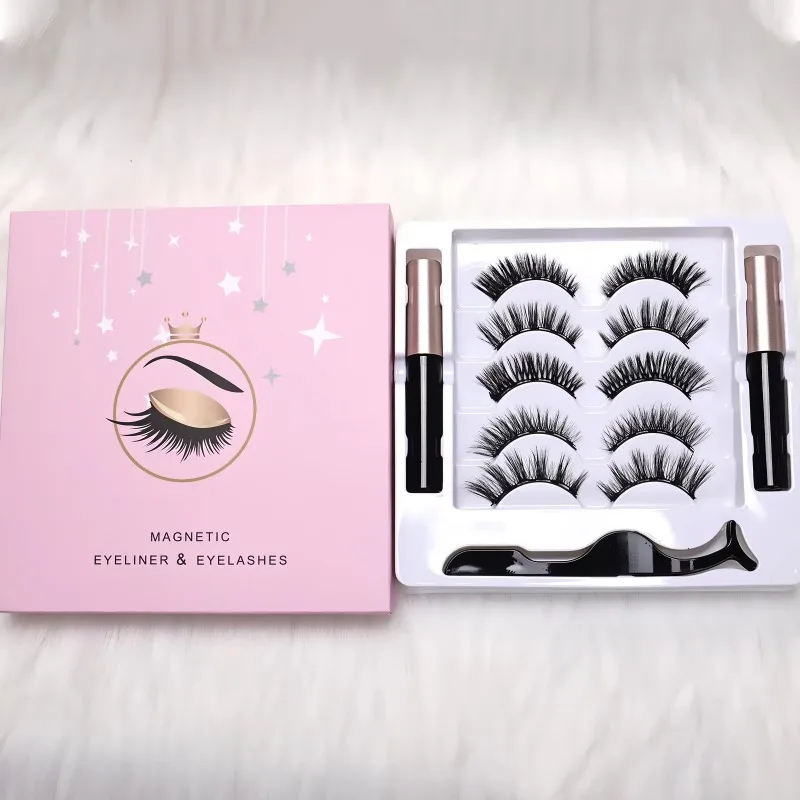5 Pairs Magnetic Eyelashes Full Strip Set - No Glue Needed, False Lashes for Daily/Party Makeup