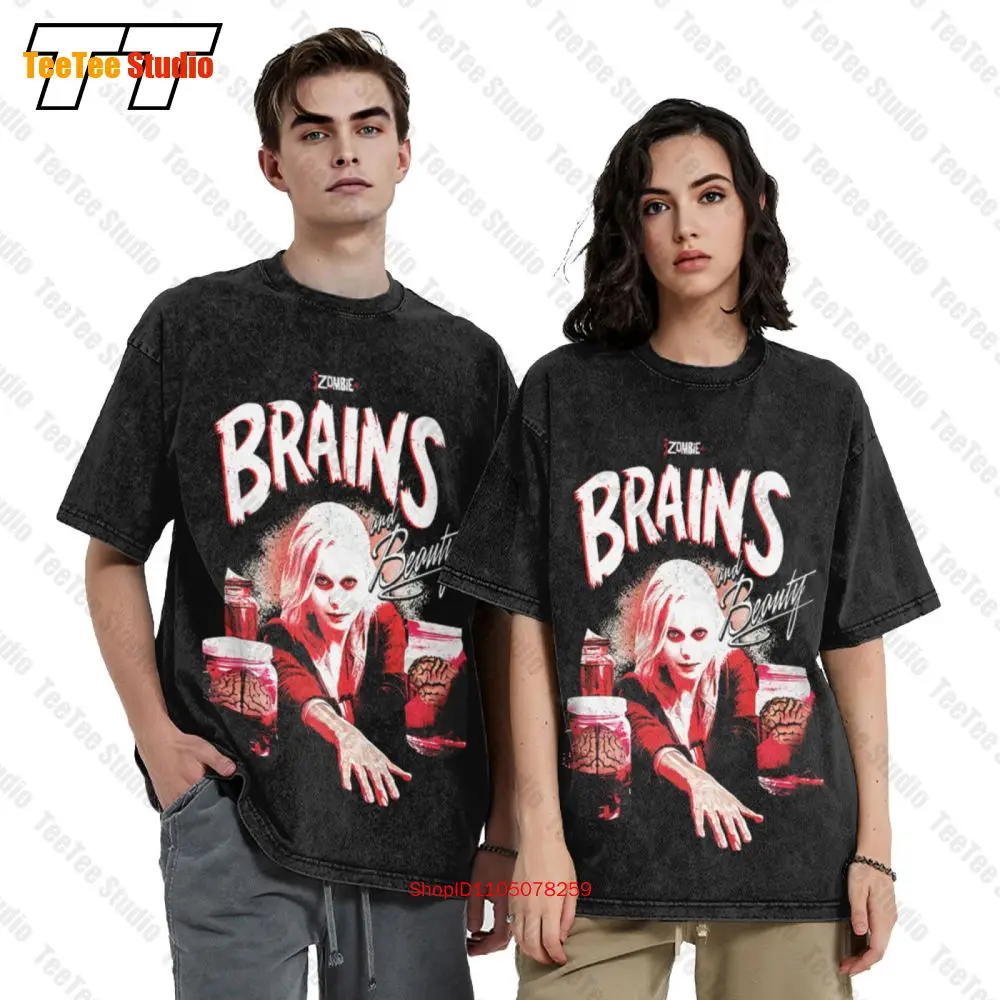 تي شيرت C W Brains and Beauty–Cw'S Izombie Vintage كبير الحجم U57Y