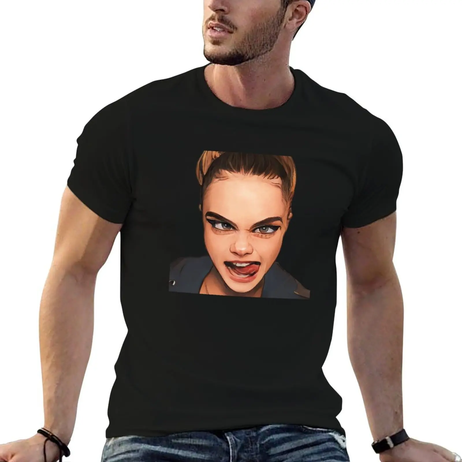 

print Cara T-Shirt custom Delevingne t shirt Cute shirt t personalised