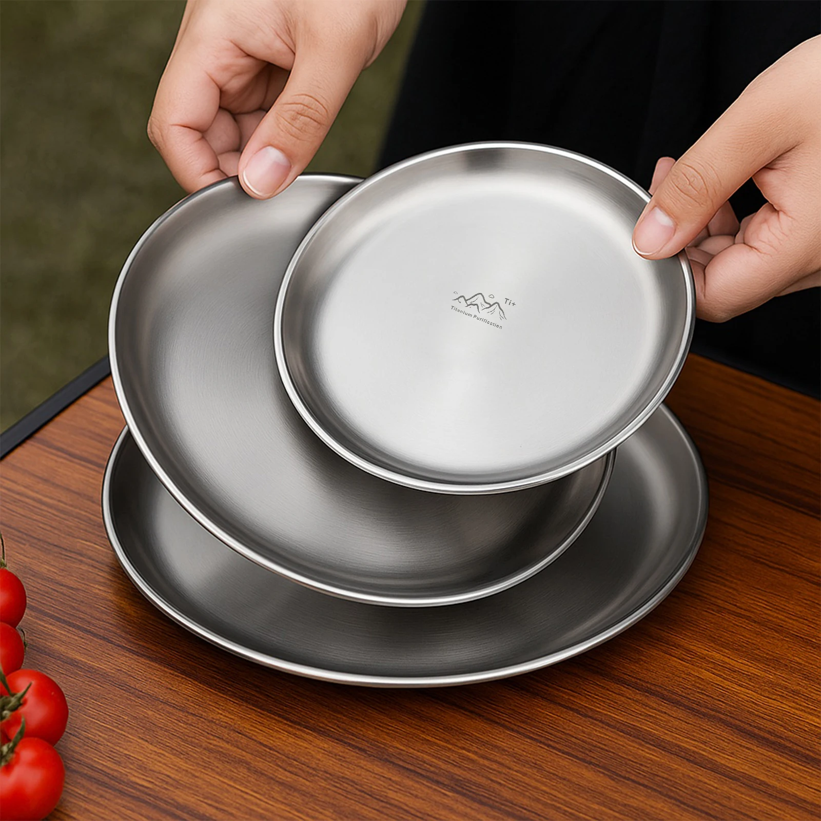 Titanium Purification Plate Portable Travel Tableware Anti-Fall Outdoor Fruit Salad Plate Rust Proof Creative Home Dish Plate