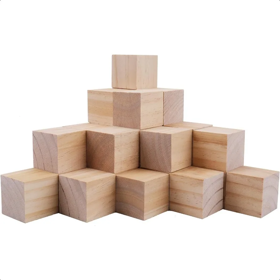 

30 Pack 2 Inches Unfinished Wooden Cubes Wooden Blocks Great for Crafts Making