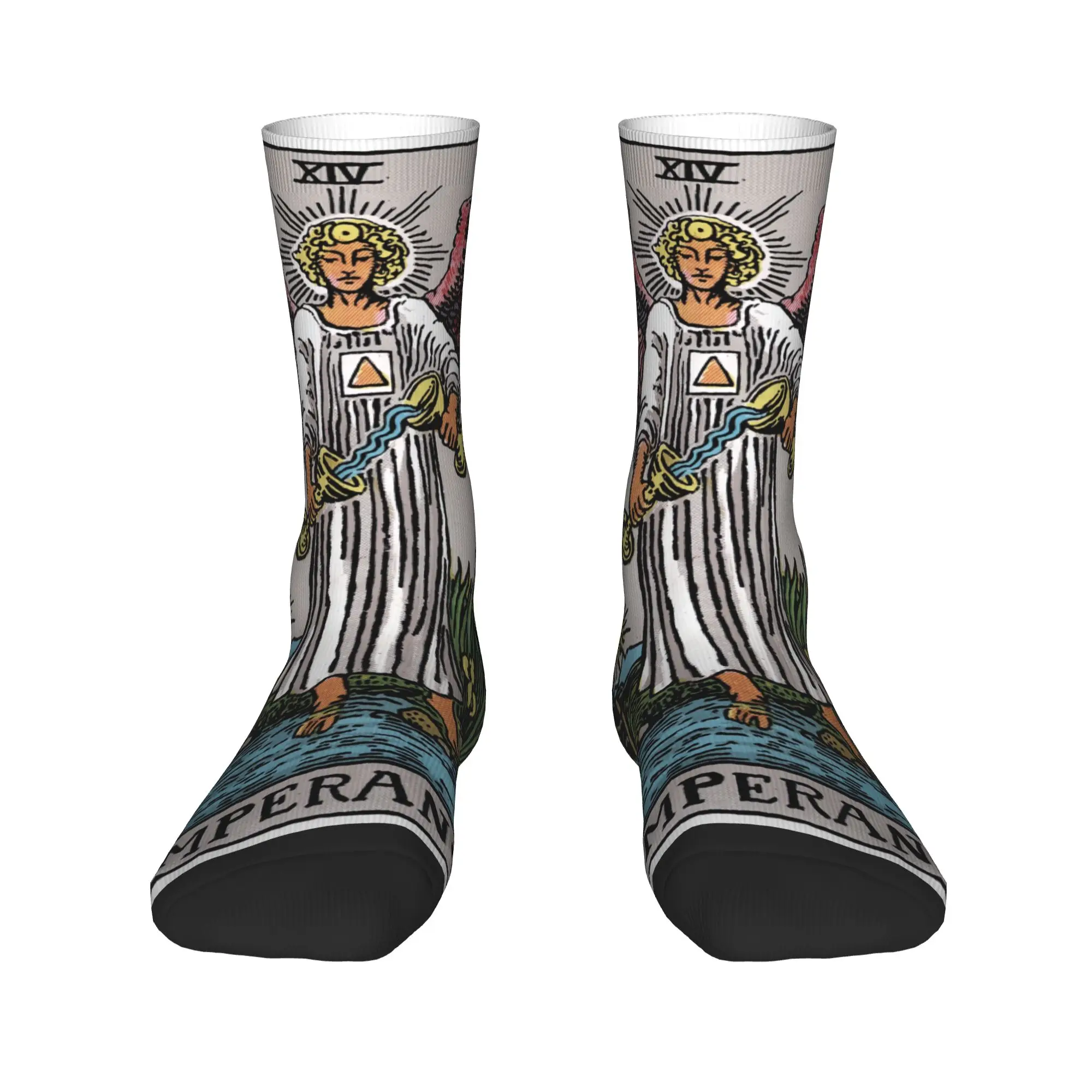 Tarot Card Temperance Stockings  Pattern Fashion Socks Winter Anti Bacterial Socks Men's Climbing High Quality Socks