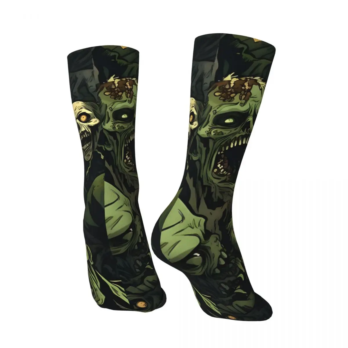 Retro Rise Of The Undead Zombie Horde Pattern Men's Socks Zombie Unisex Street Style Pattern Printed Funny Crew Sock Gift