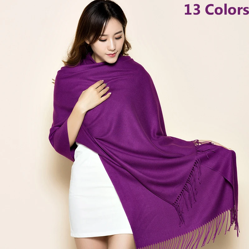 13 Solid Colors Women Scarf Fashion Purple/Yellow Lady Long Scarves Casual Soft Tassel Cashmere Shawls Best Sell Girls Wraps