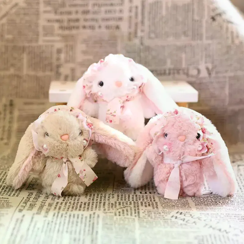 دمية أرنب محشوة كرتونية XM1PC، سلسلة مفاتيح لطيفة، زينة معلقة للحقائب، هدايا أعياد الميلاد، لعبة أرنب قطيفة