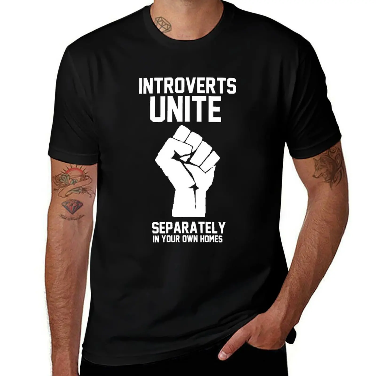 Introverts unite separately in your own homes T-Shirt Casual Everyday Short Sleeve T-Shirt