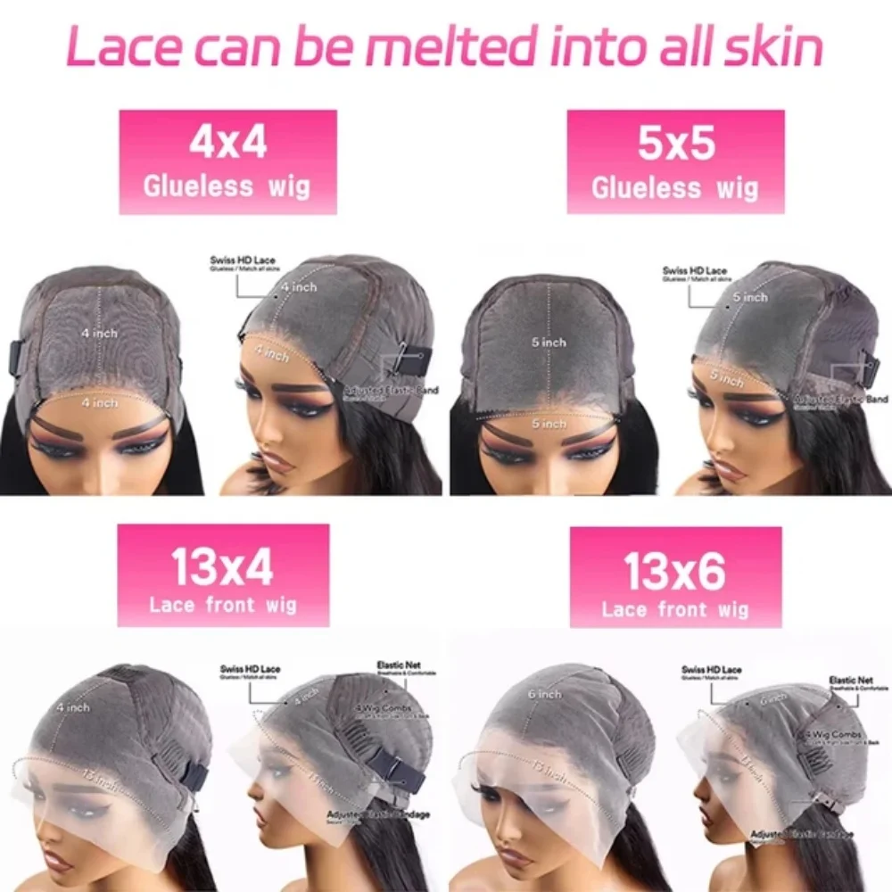 Perucas sem cola osso reto 13x4 peruca dianteira do laço 13x6 hd perucas frontais do laço 5x5 fechamento preto brasileiro 100% cabelo humano 30 40 Polegada