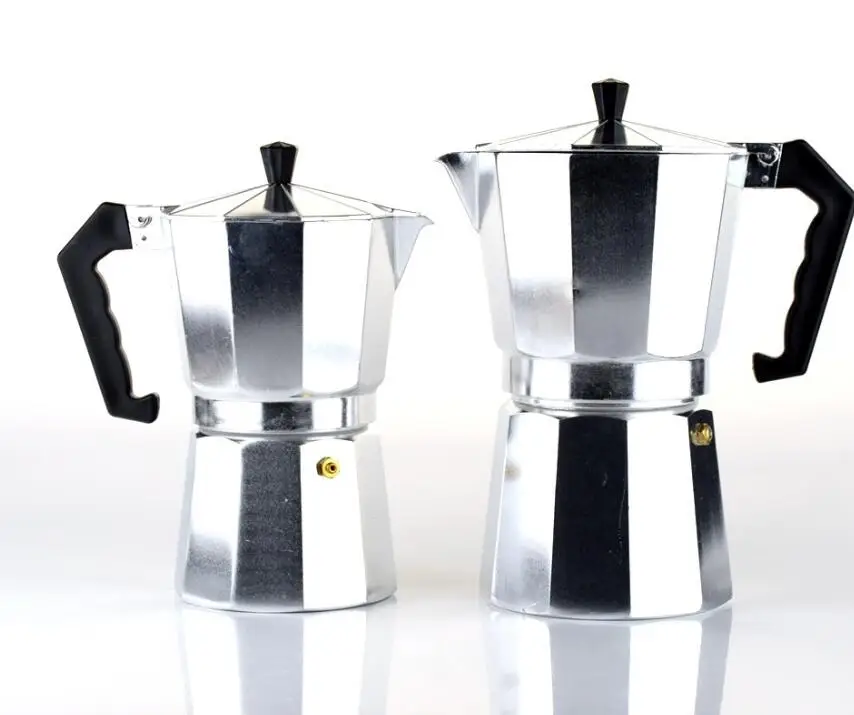 Cafetera italiana de aluminio moderna y minimalista, máquina de café, equipo de espresso