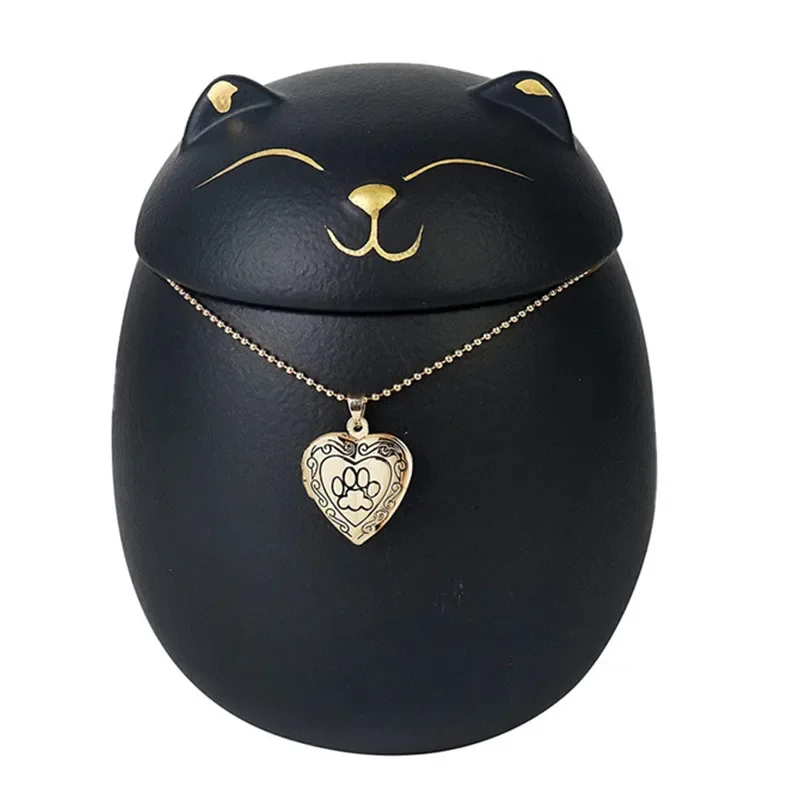 

Always Remember Classic Souvenir Pet Cat Dog Ceramics Ashes Funeral Urn (4.7"*4.3"/Under 70 pounds/Black Cat)
