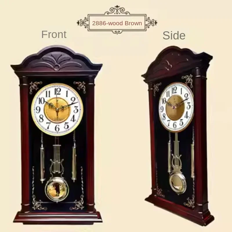 Large Pendulum Wall Clocks Living Room Luxury Wood Retro Silent Swing Wall Watches Vintage Clocks