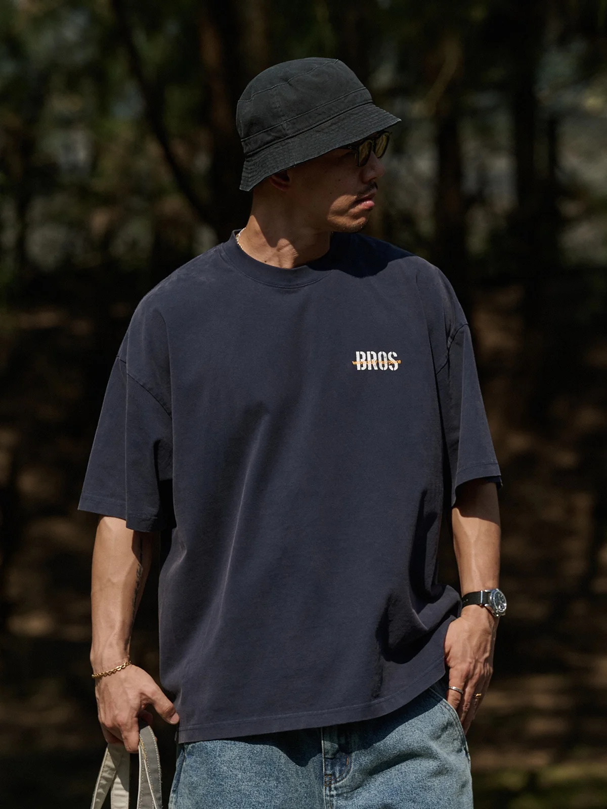 Broshood 26SS Loose Fit Retro Washed Printed Short Sleeve T-Shirt Casual Style Cotton Tee for Youth Citywalk Fashion Brand Logo