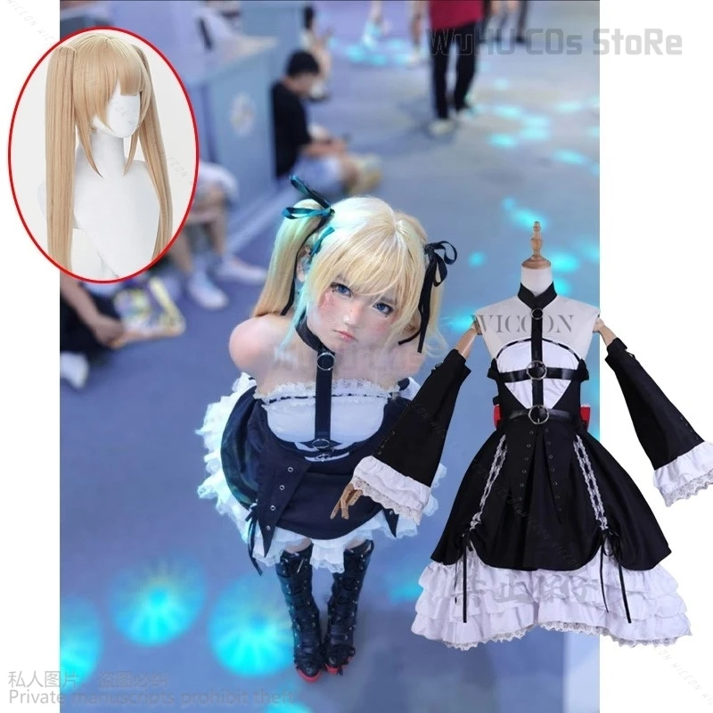 Anime Game Dead Or Alive Costume Lolita Marie Rose Cosplay Lovely Dress Uniform Halloween Party Outfit For Women Girls Wigs Cos