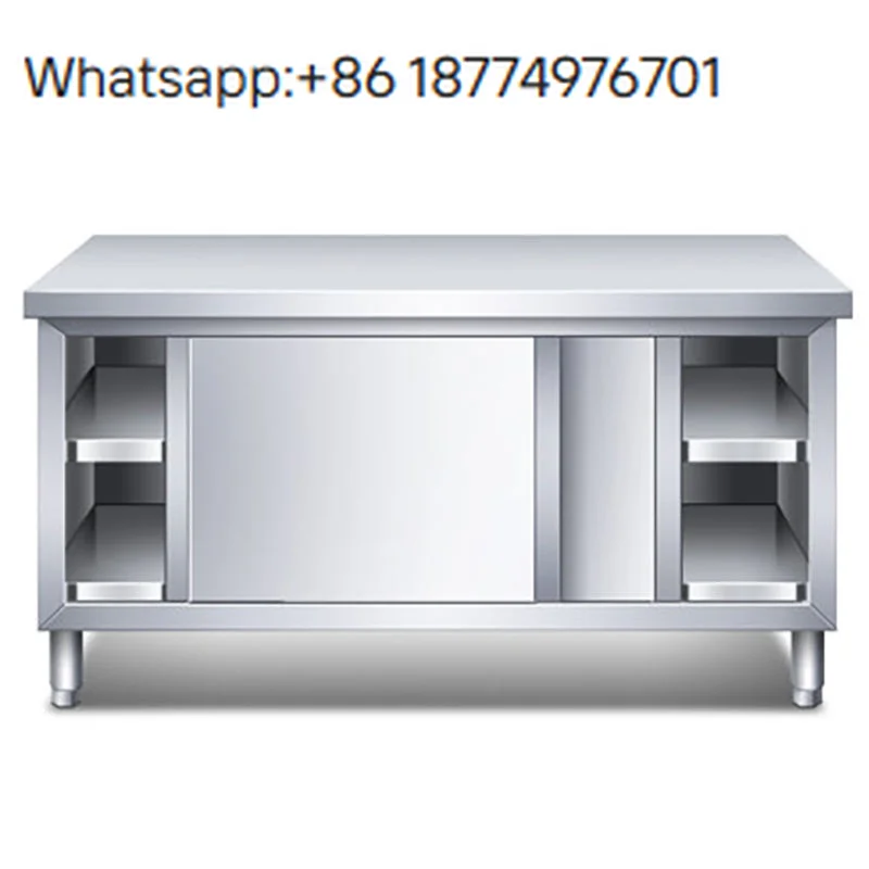 

Factory OEM Commercial Kitchen Assembleable Cupboard Stainless Steel Working Table Cabinet Food Prepare Table With Sliding Door