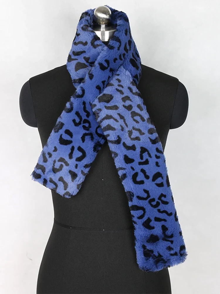 lautaro Autumn Winter Soft Warm Fluffy Leopard Print Faux Fur Stole Women Shawl