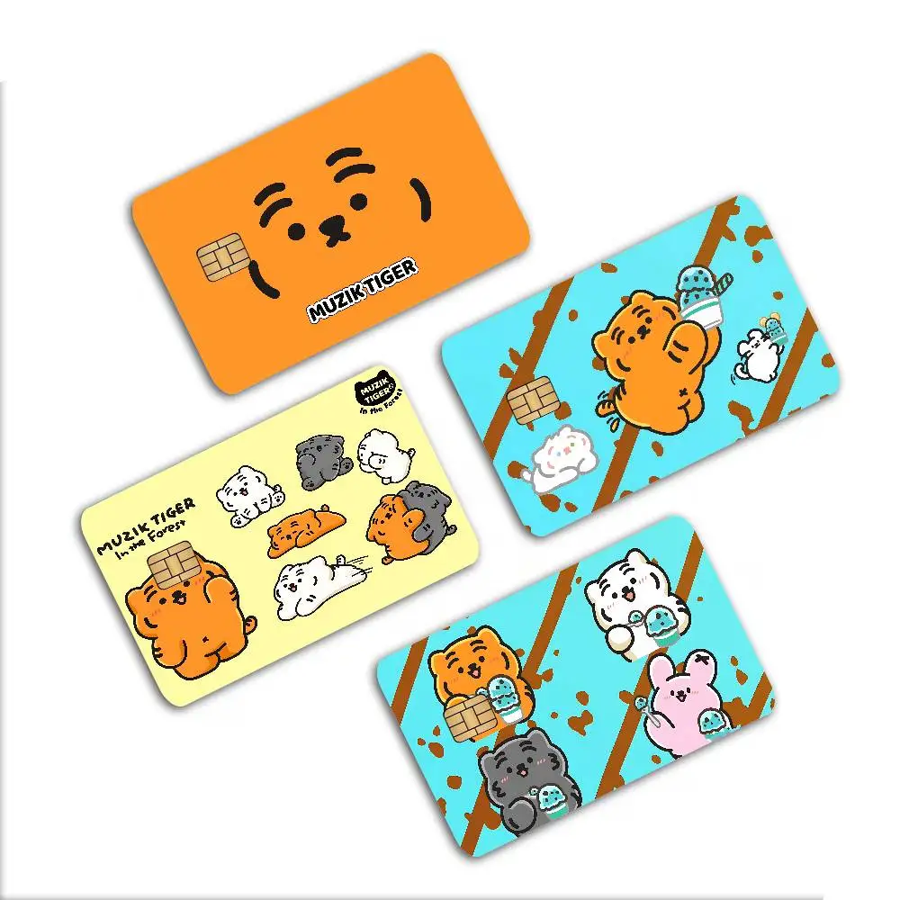 N-MUZIKS T-TIGER Anime Cartoon Bear Cartoon Credit Card Skin Stickers for Bank Card Bus Metro Card Sticker Waterproof Women Gift