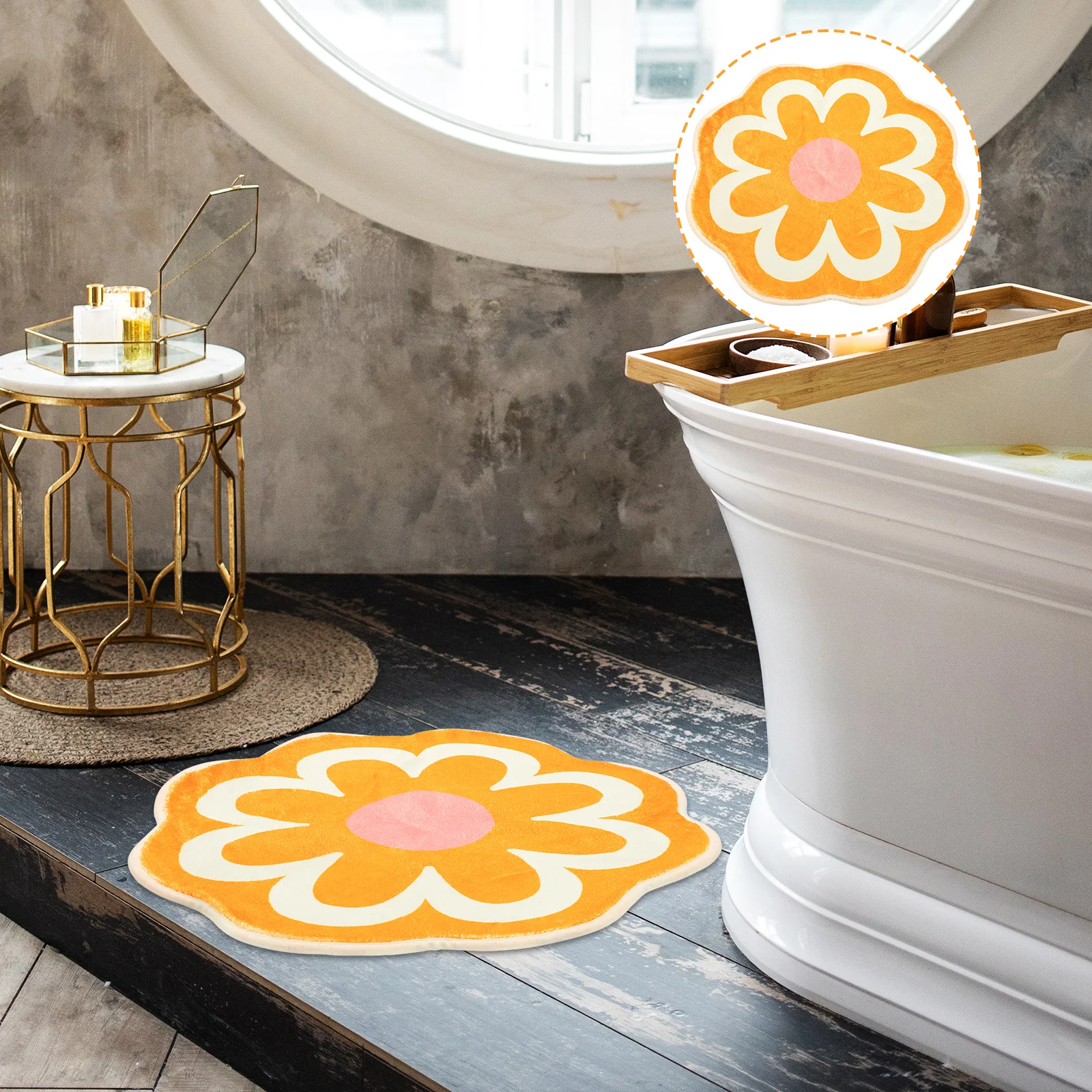 

Polyester Anti Slip Floor Mat Decorative Entryway Bathroom Semicircle Sunflower Carpet Nonslip Nursery Rugs Washable Door Mats