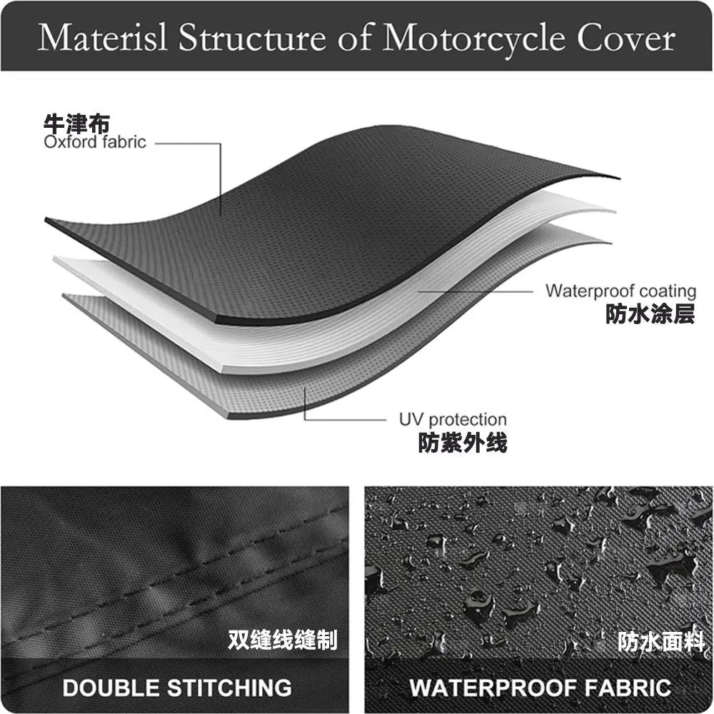 غطاء دراجة أكسفورد مقاوم للماء، قماش القنب للدراجة الإلكترونية عالي التحمل للحماية من أشعة الشمس والمطر مع حاشية مرنة وحواف معززة تناسب جميع الدراجات