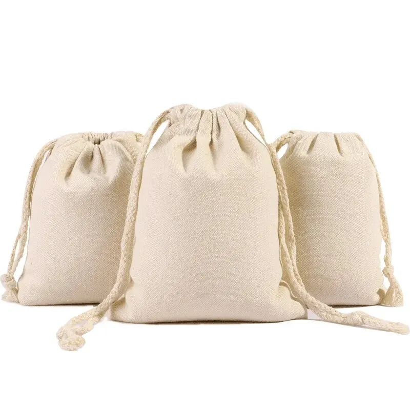 Paquete de lona de bolsillo, bolsa de regalo con cordón, embalaje de harina de arroz, 1 unidad