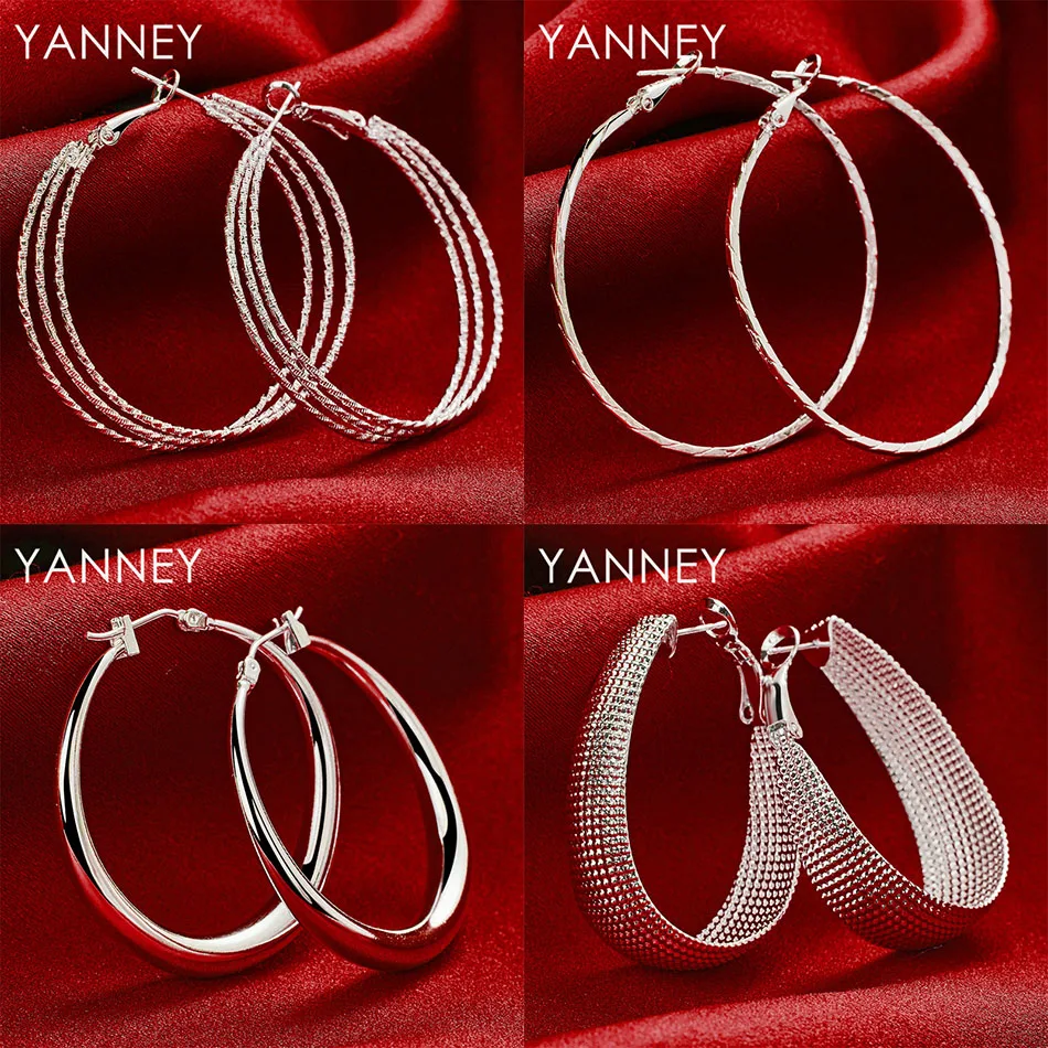 

Luxury 925 Sterling Silver Frosted Smooth Earrings Women Wedding Temperament Jewelry Accessories Fashion