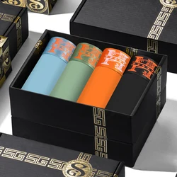 4PCS Designe lichte luxe stijl ijszijde ademende effen kleur herenboxer met geschenkdoos