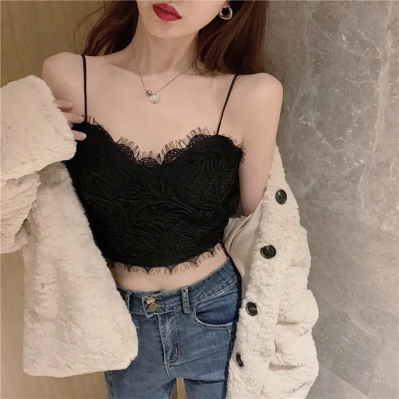 Nice 2025 Women Clothing Women Blouse new style back camisole vest pleated lace back chest wrapped lingerie women Blouses Shirts
