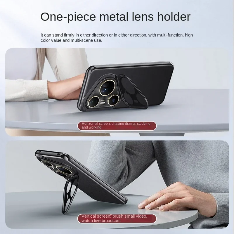 حامل كاميرا معدني جلد عادي يحمي حافظة هاتف لهاتف هواوي بورا 80 الترا بورا 80 برو + بورا 80 برو غطاء خلفي رفيع فاخر