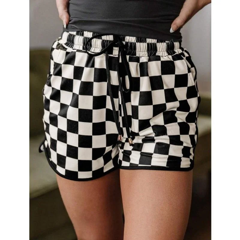 

Elastic Cross-Border Waist 047 Dstring Bla Ch Board Pattern Set Casual Z-Design Print Men's ort Pants Ci Walk