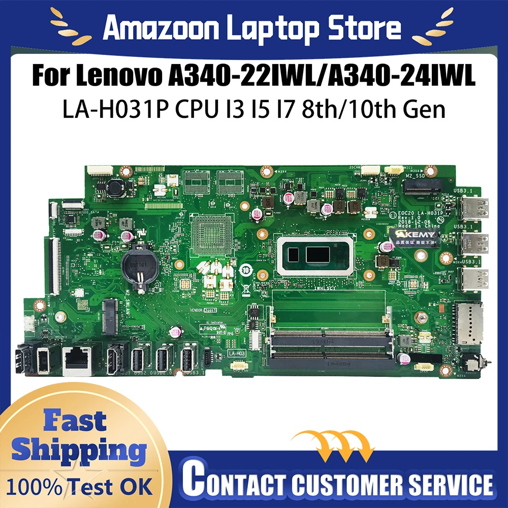 

For Lenovo AIO A340-22IWL A340-24IWL Motherboard LA-H031P E0C20 01LM756 5B20U54064 i3 i5 8/10th All-in-one Laptop Mainboard