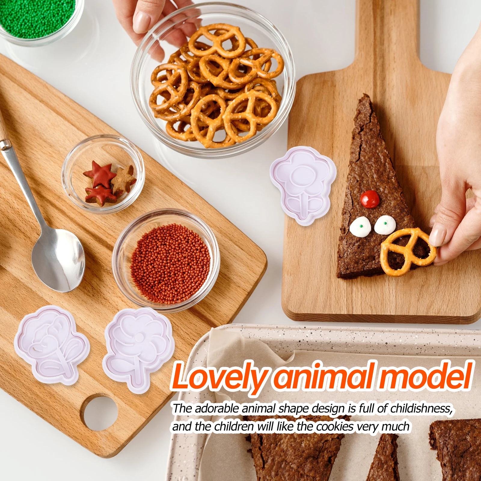 

8pcs Creative Biscuit Baking Cartoon Pressing Gadgets Home Fondant Making Molds Household Tools Reusable Plastic