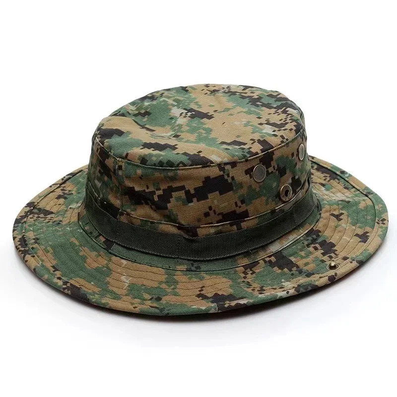 Men Camouflage Hunting Hiking Outdoor Camo Camouflage Hat Tactical US Bucket Hats Panama Summer Cap with UV Protection UPF50+