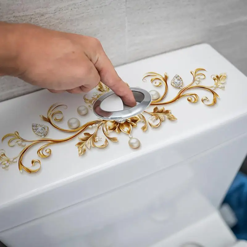 [MOA]1PC New Gold Pattern Diamond Crown Bathroom Toilet Sticker Toilet Bucket Decorative Stickers Beautify[MOA]