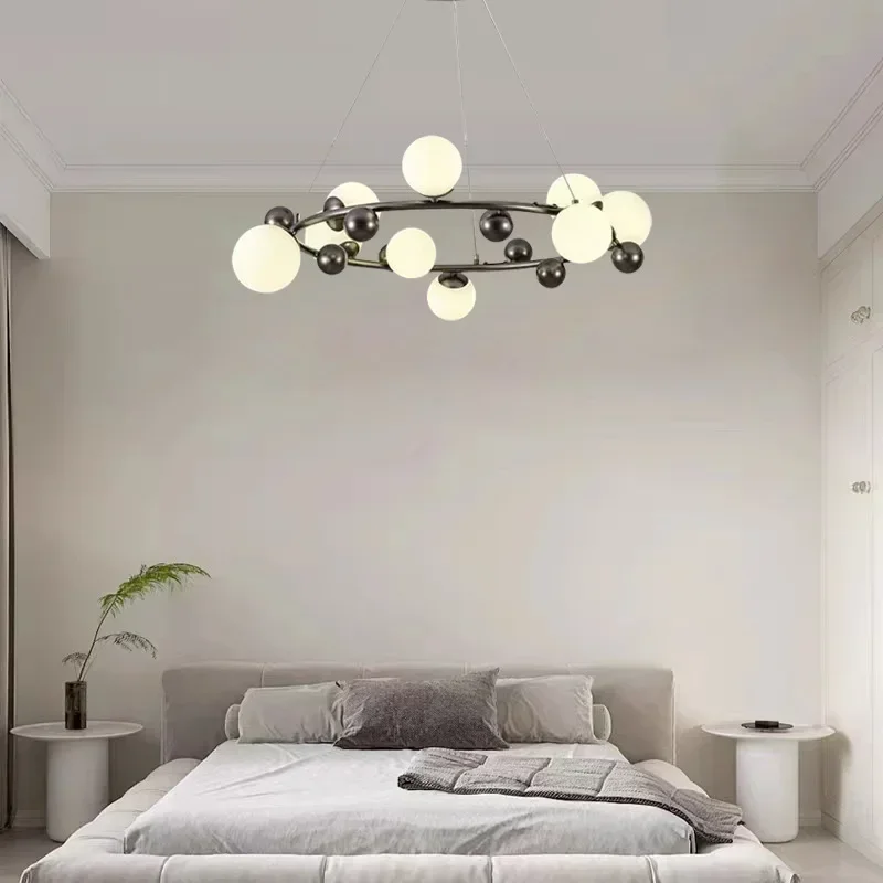 SANDYHA Unique Circular Magic Bean Pendant Lights Modern Chandelier for Restaurant Living Room Bedroom Stylish Lighting Fixture