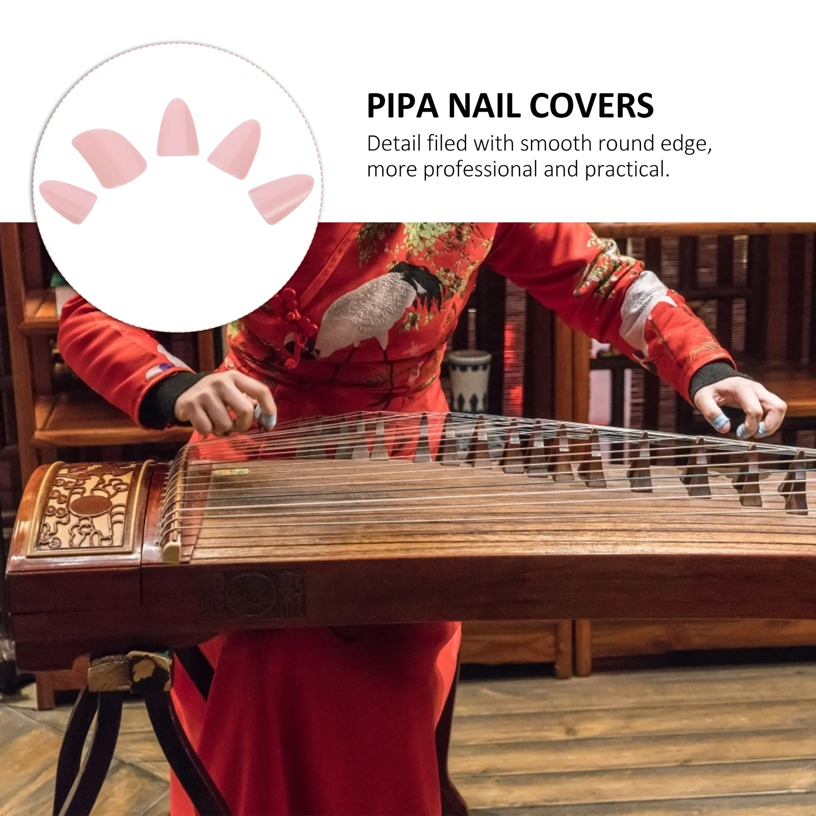 

5pcs Pipa Finger Picks Premium Lightweight Nail Covers For Guzheng Players Smooth Edge Design Durable Fingertip Protection